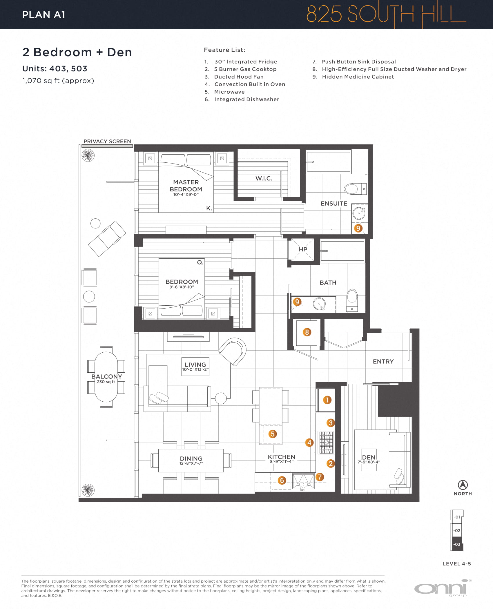 Floor plan for 2 beds, 2 baths, 1070 sqft